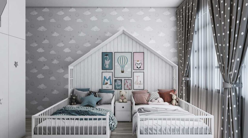 Twin Kids Bedroom Zoomed-In view