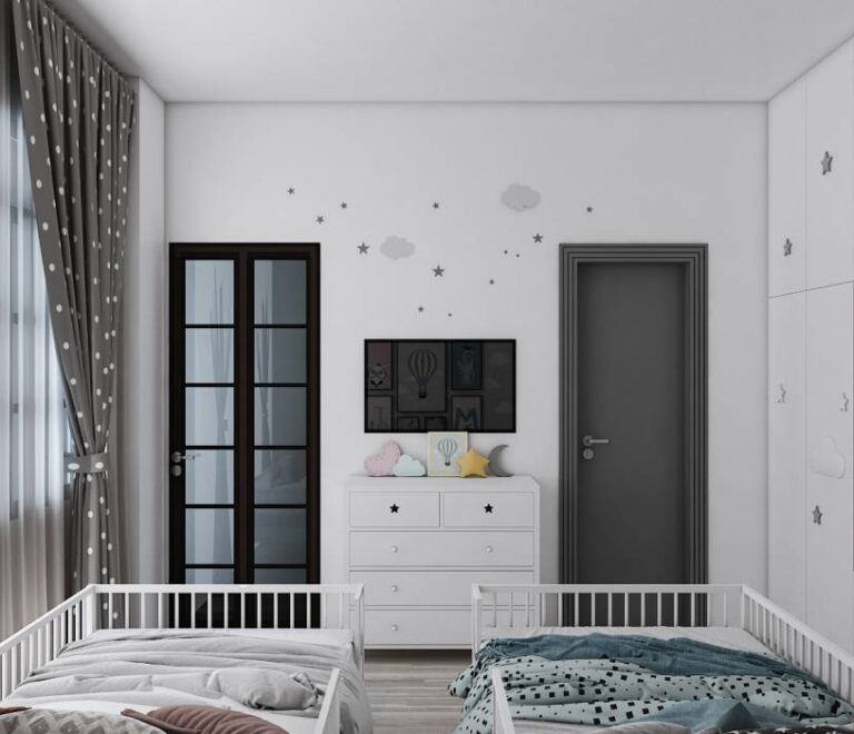 Twin Kids Bedroom -Bed view