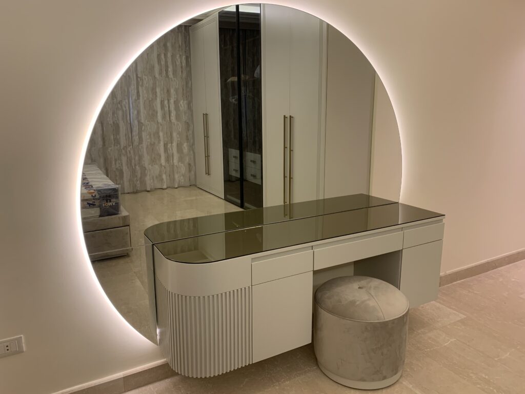 Bedroom Project - mirror and console with indirect light