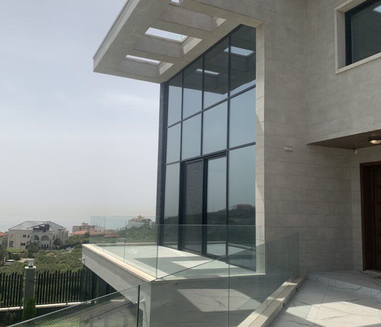 Exterior glass facade of the villa